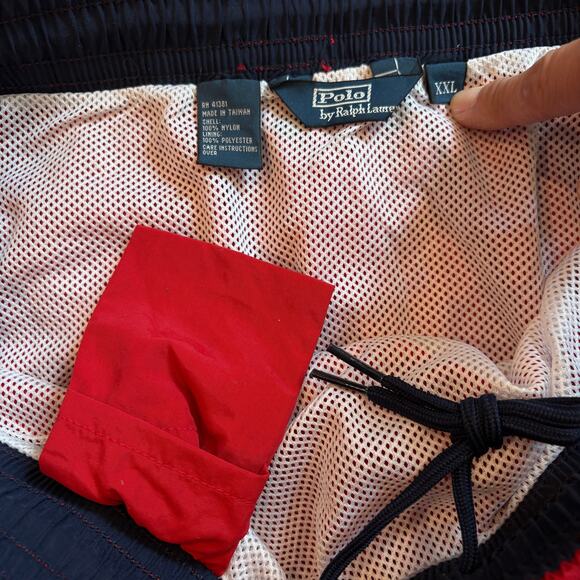 Polo Ralph Lauren Swim Trunk Shorts Mens 2XL RED Lined Pockets Preppy Lifeguard - Picture 6 of 10